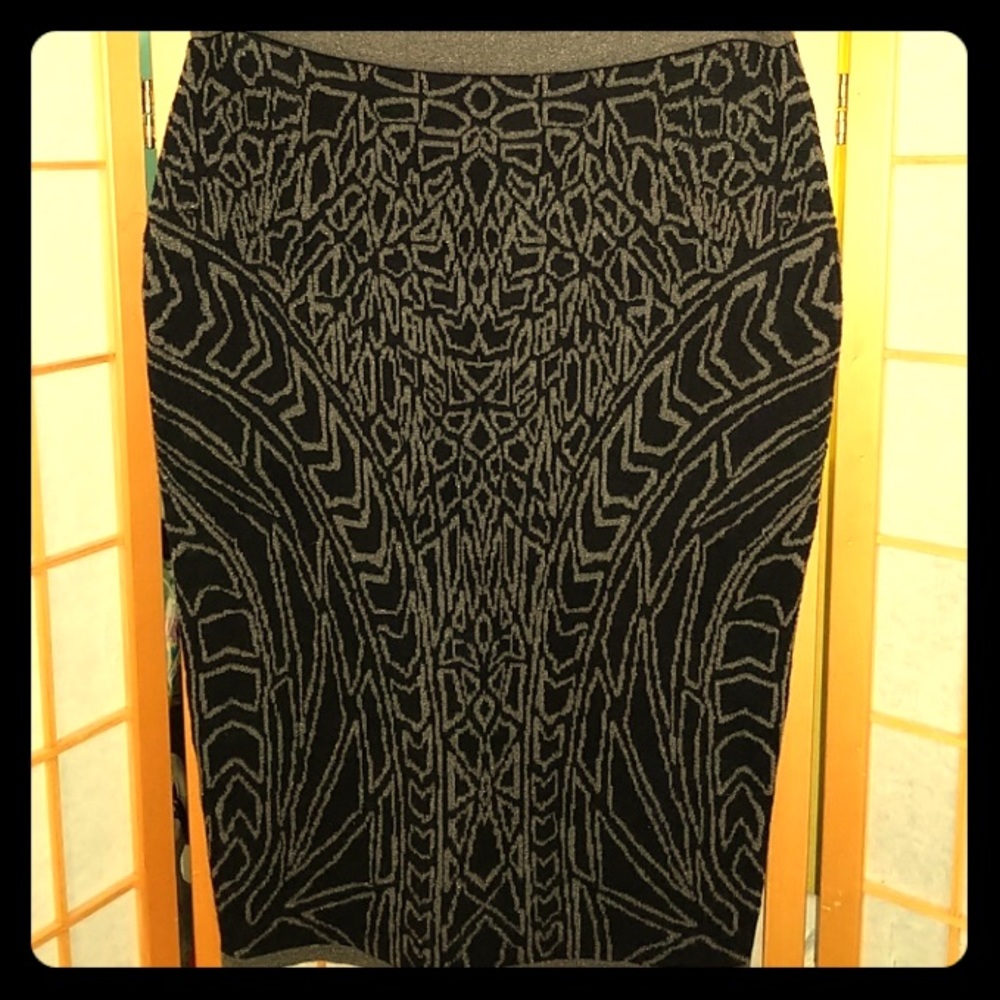 Grey Black Tribal Animal Print Knit Skirt 🎀